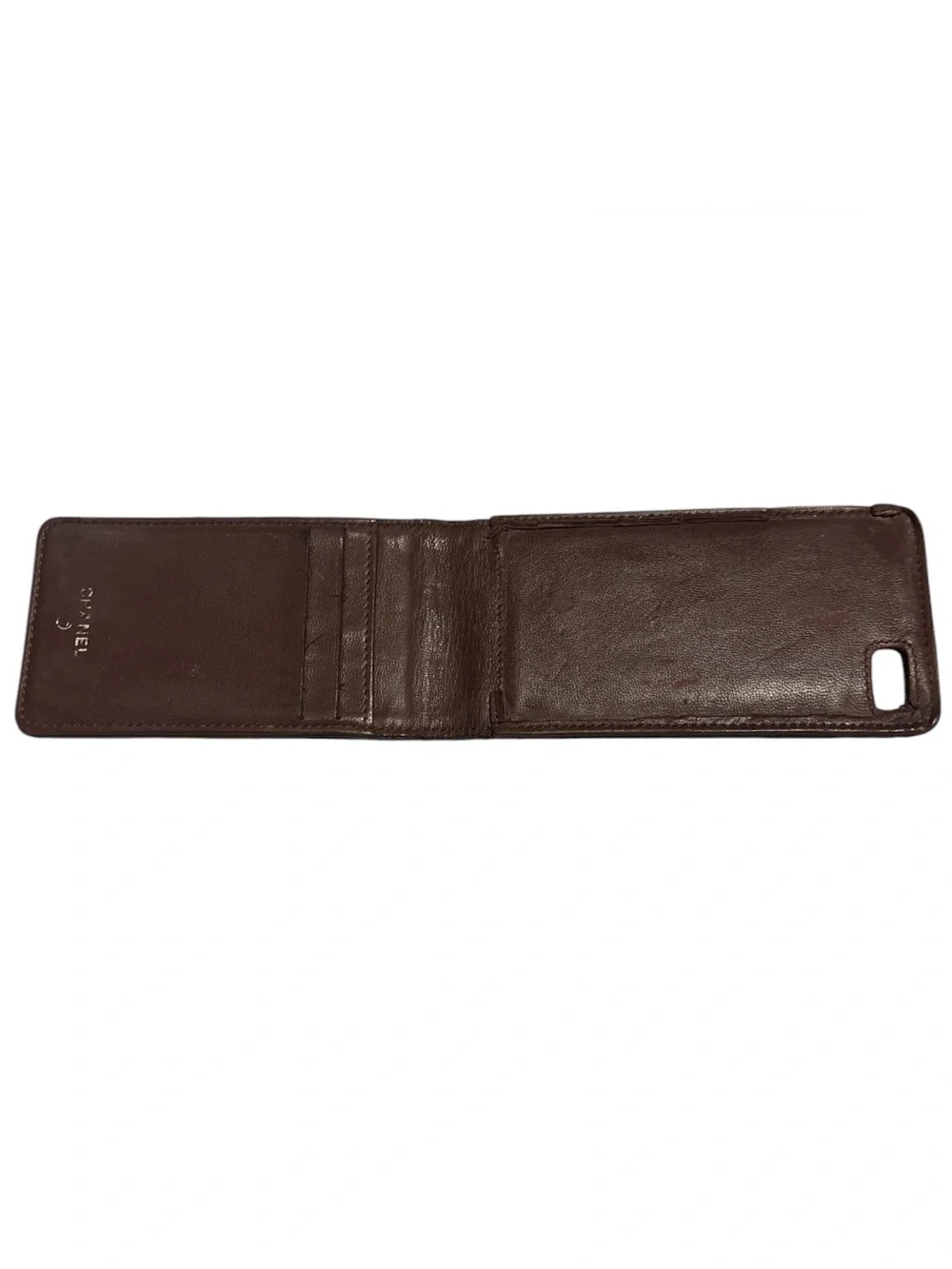 CHANEL iPhone Flip Case SE/5/5S Black Caviar Leather PROJECT